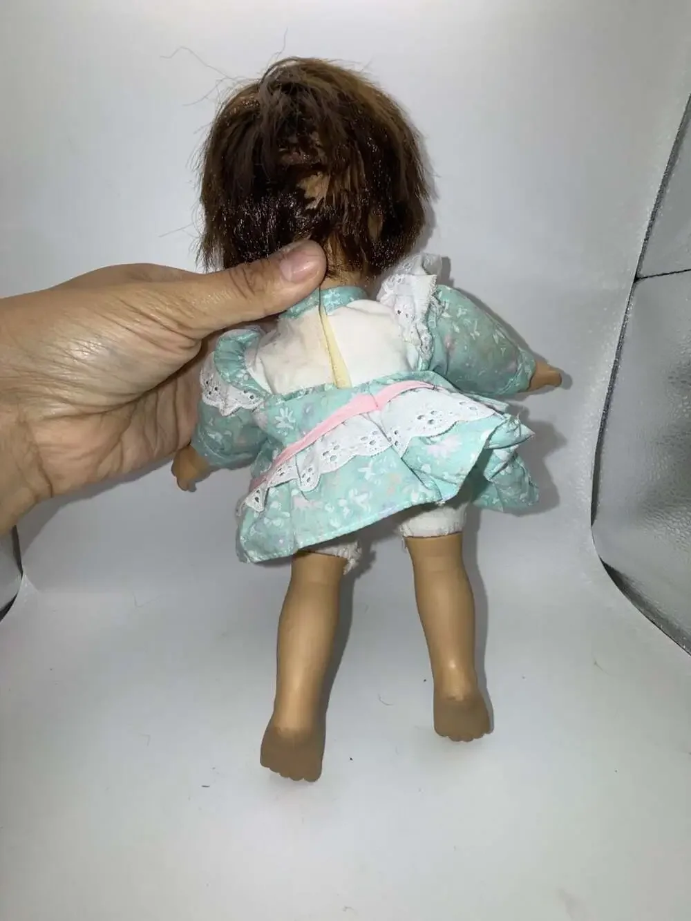 Vintage 1990s Gigo Palm Pals Expression Vinyl Doll with Floral Dress